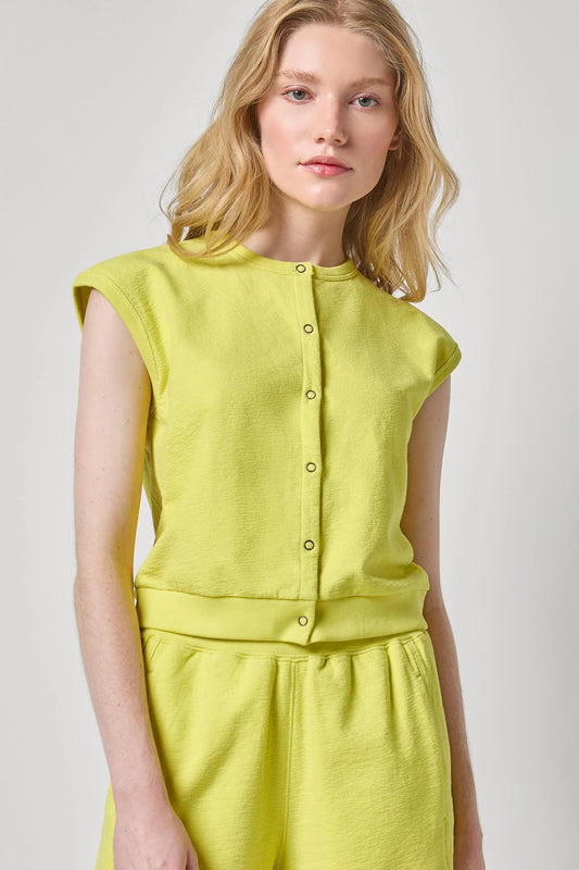 Textured Terry Sleeveless Cardigan