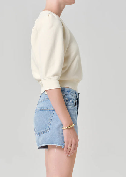 Pleated Short Sleeve Crew