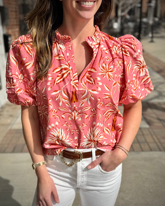 Pink Palms Alix Blouse