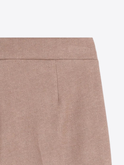 Herringbone Beige Trousers with Side Buttons