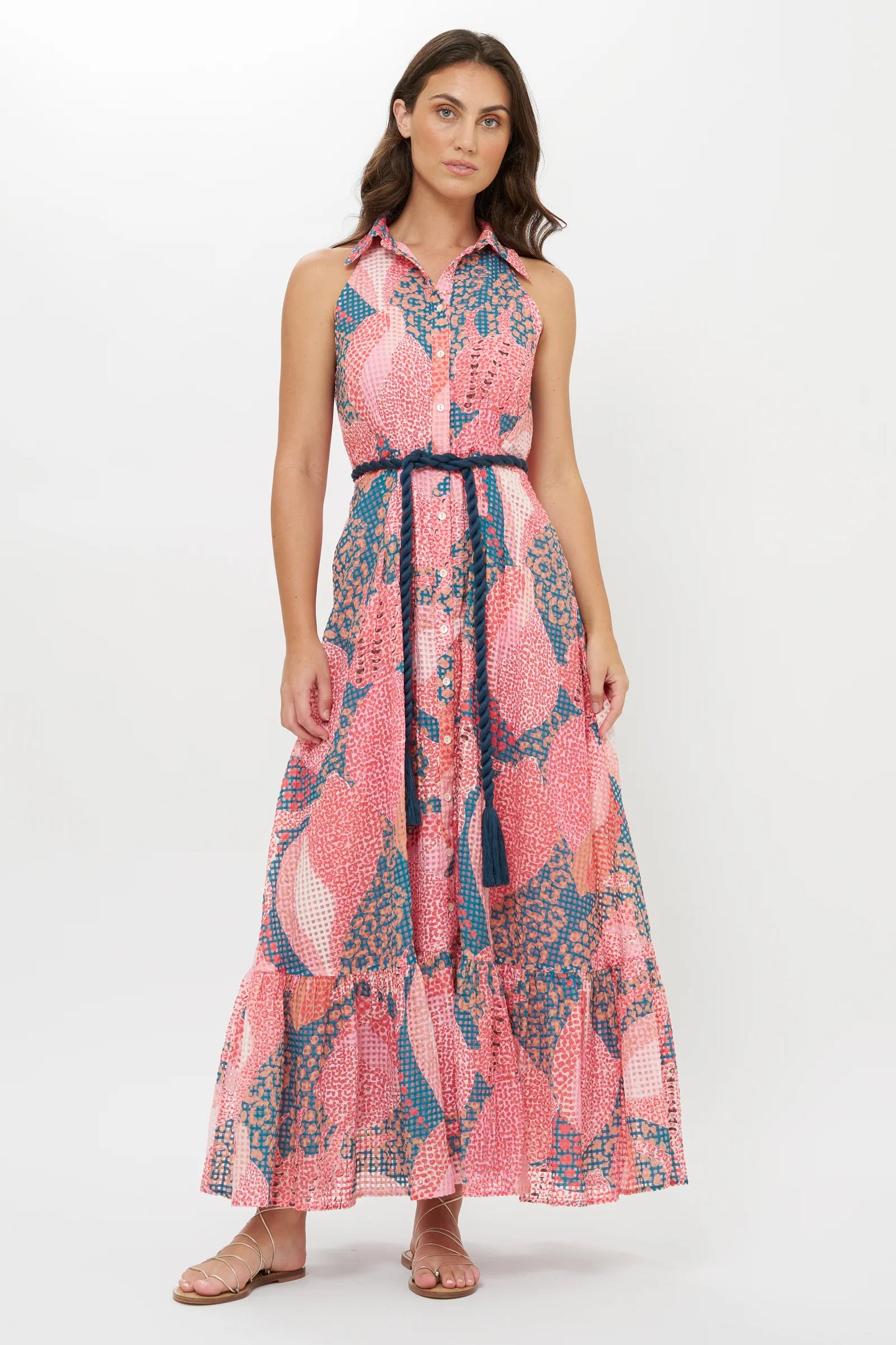 Nautilus Sleeveless Shirt Dress Maxi