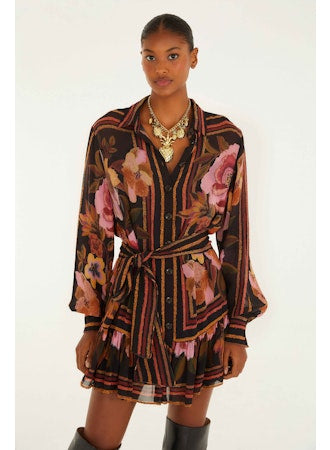 Chenille Flowers Mini Dress