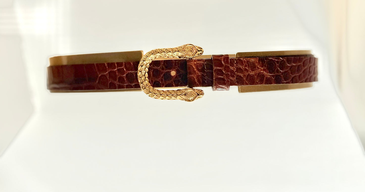 Croc Belt With Snake Buckle