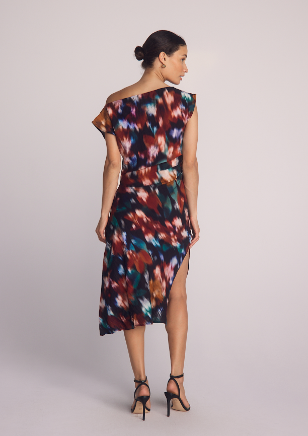 Boat Neck Cap Sleeve Midi Dress