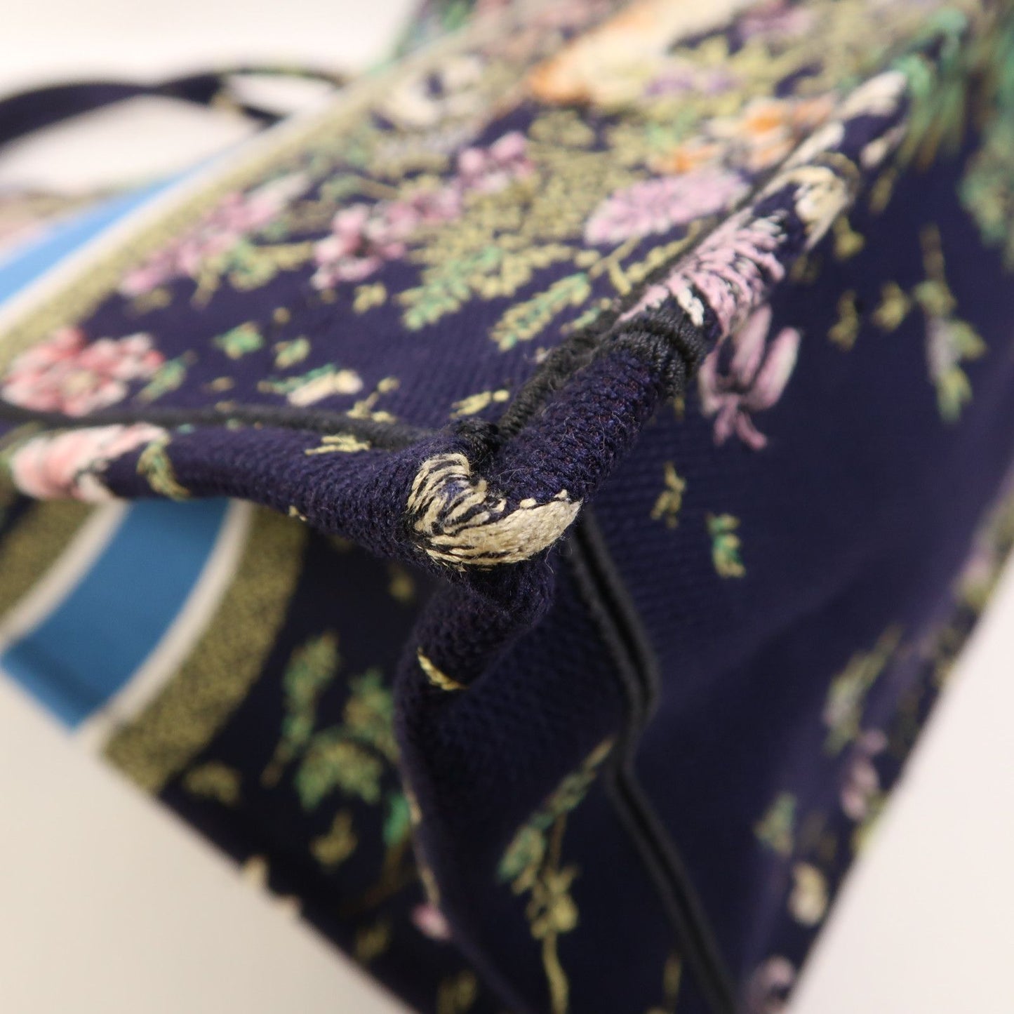 Dior Canvas Book Tote Large Handmade Bag Tote Bag Purple Blue Canvas