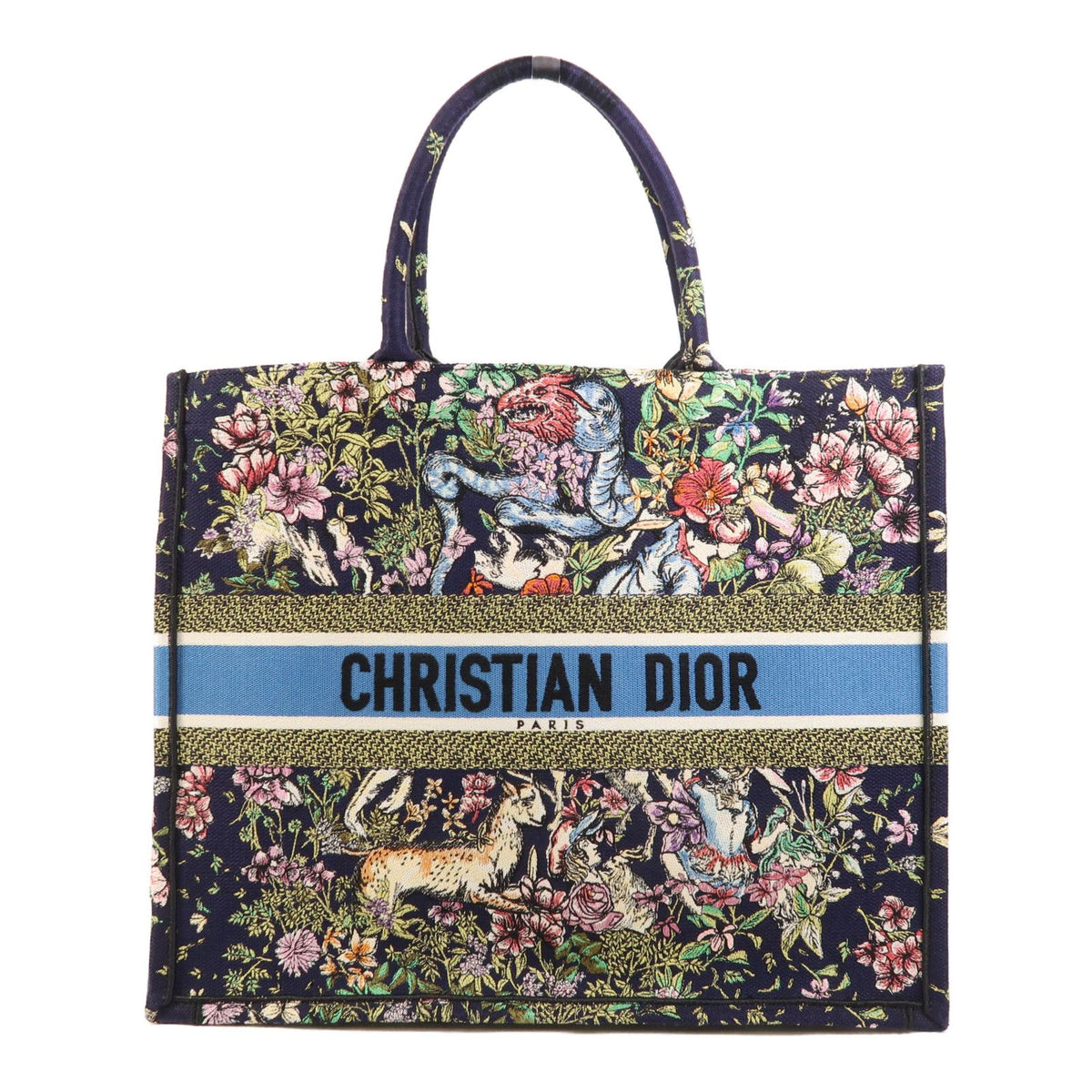 Dior Canvas Book Tote Large Handmade Bag Tote Bag Purple Blue Canvas