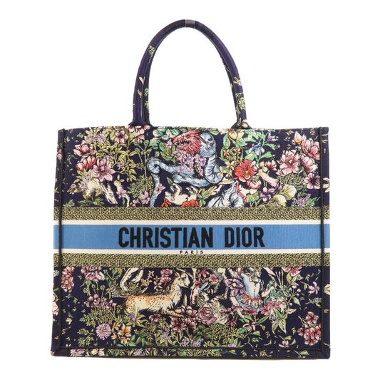 Dior Canvas Book Tote Large Handmade Bag Tote Bag Purple Blue Canvas