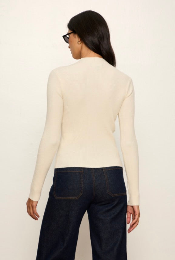 High Neck Ribbed Cardigan