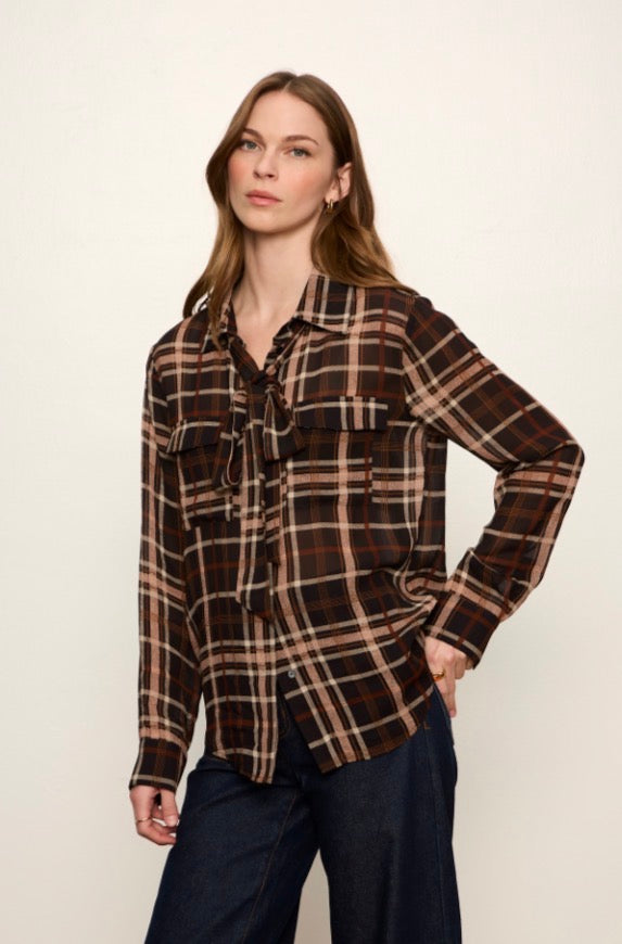 Meet In Paris Tie Neck Blouse