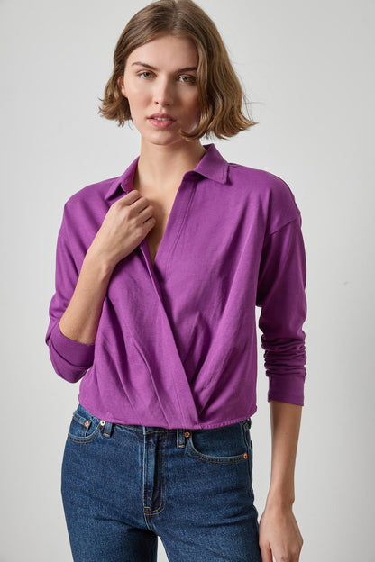 Faux Wrap Collared Top