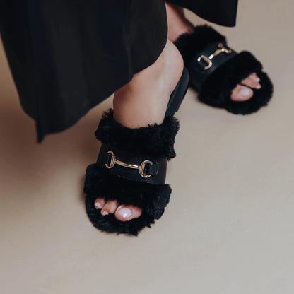 Hanni Belted Fur Clog