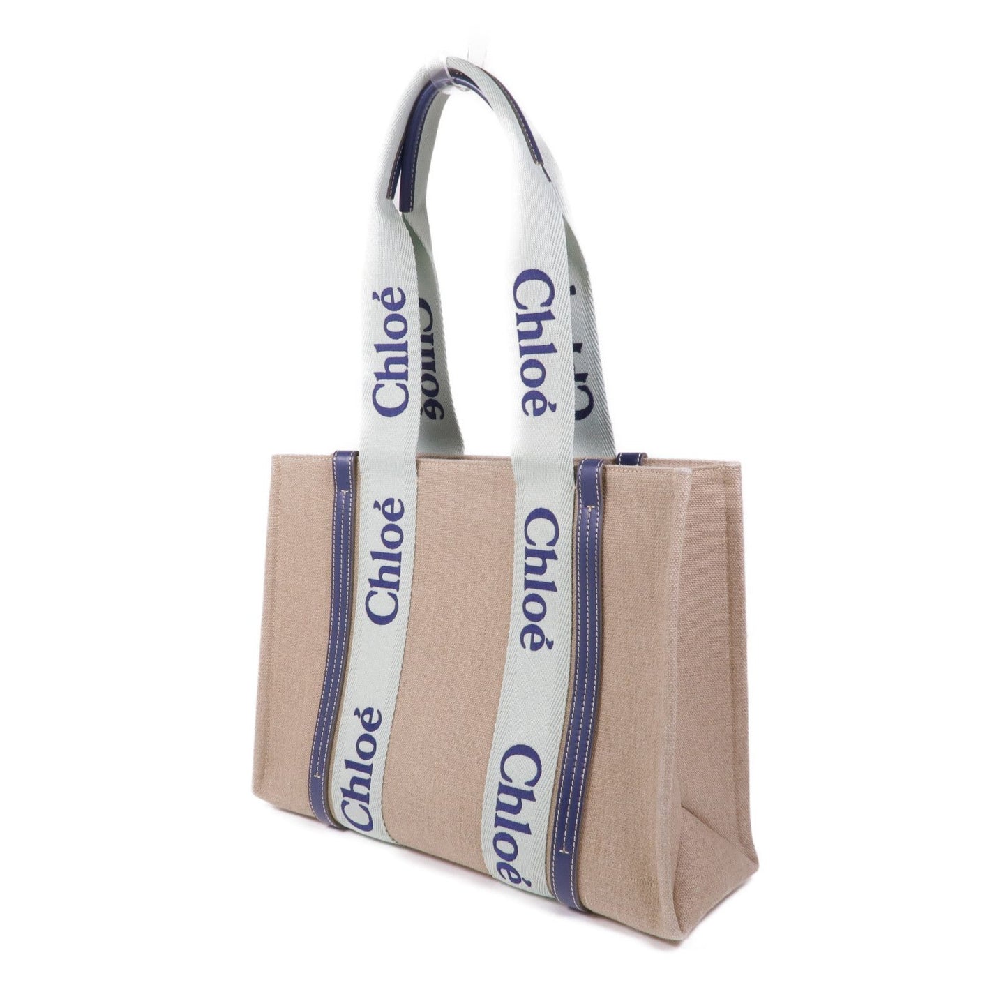 Chloe Canvas Woody /tote Bag Medium Blue/Green Canvas