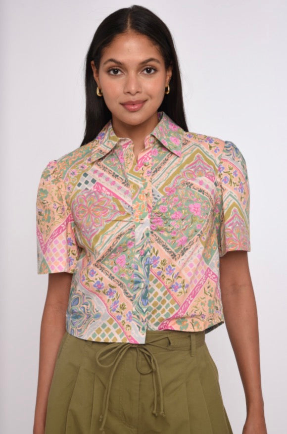 Jamie Patchwork Print Top