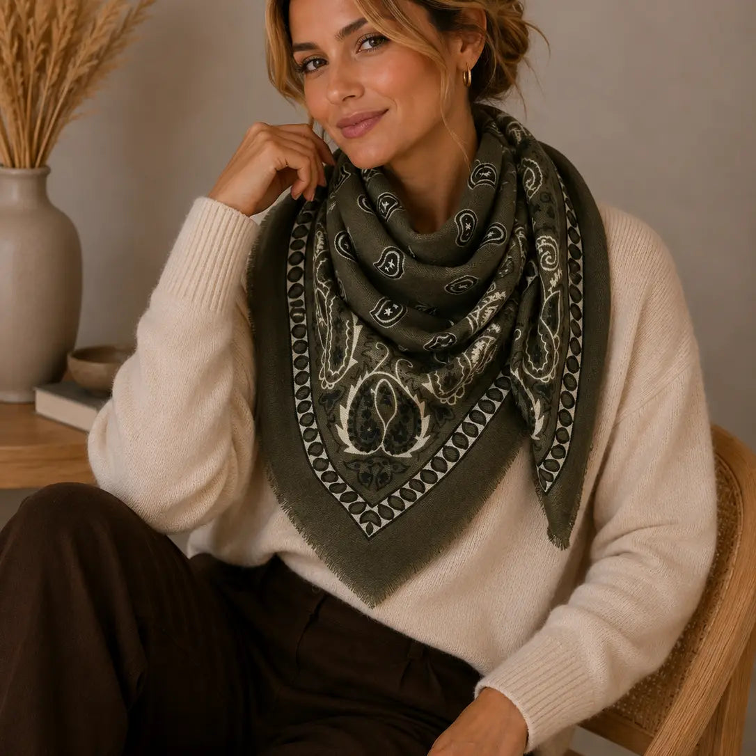 Large Wool Paisley Square