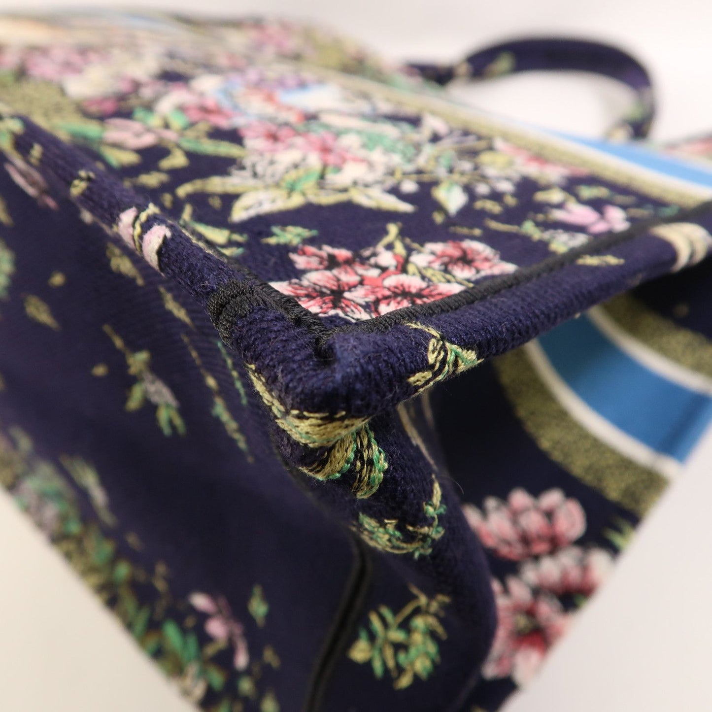 Dior Canvas Book Tote Large Handmade Bag Tote Bag Purple Blue Canvas
