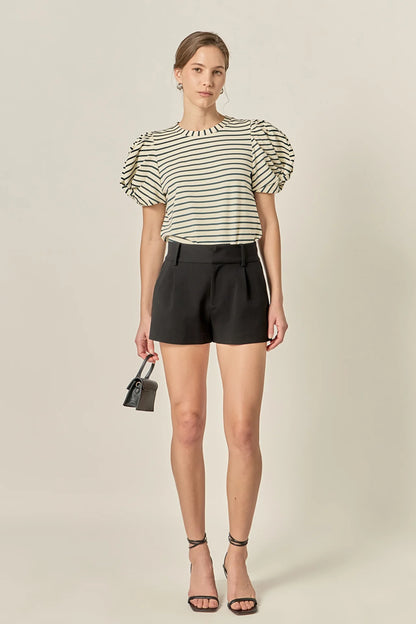 Puff Sleeve Knit Cotton Top