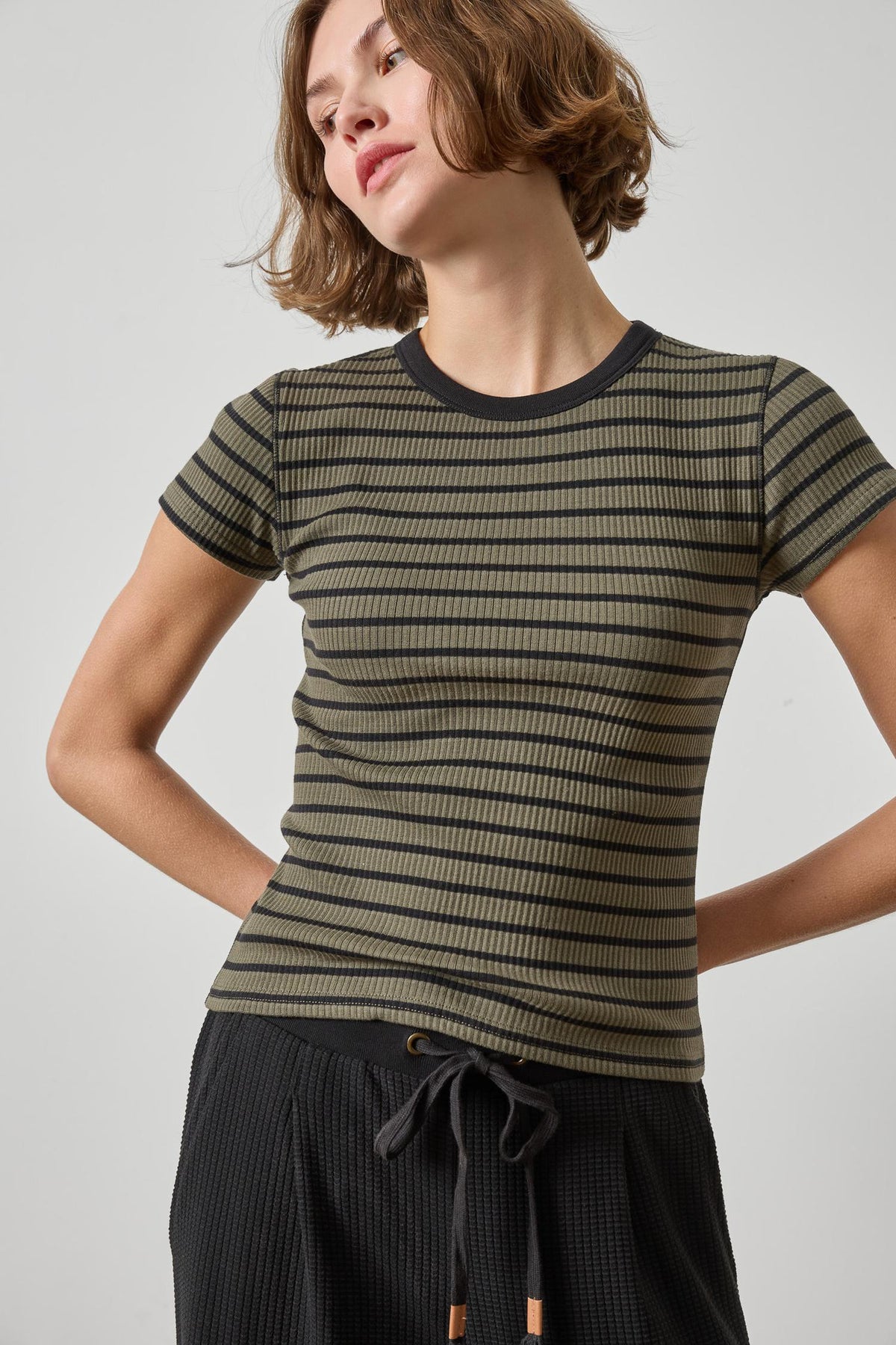 Ribbed Short Sleeve Crew