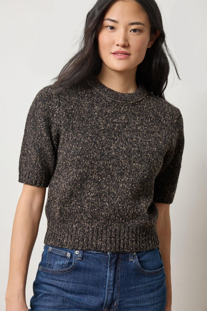 Short sleeve marled pullover