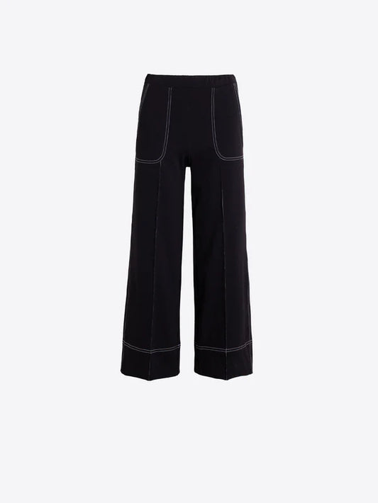 Wide-leg Contrast Stitch Trouser