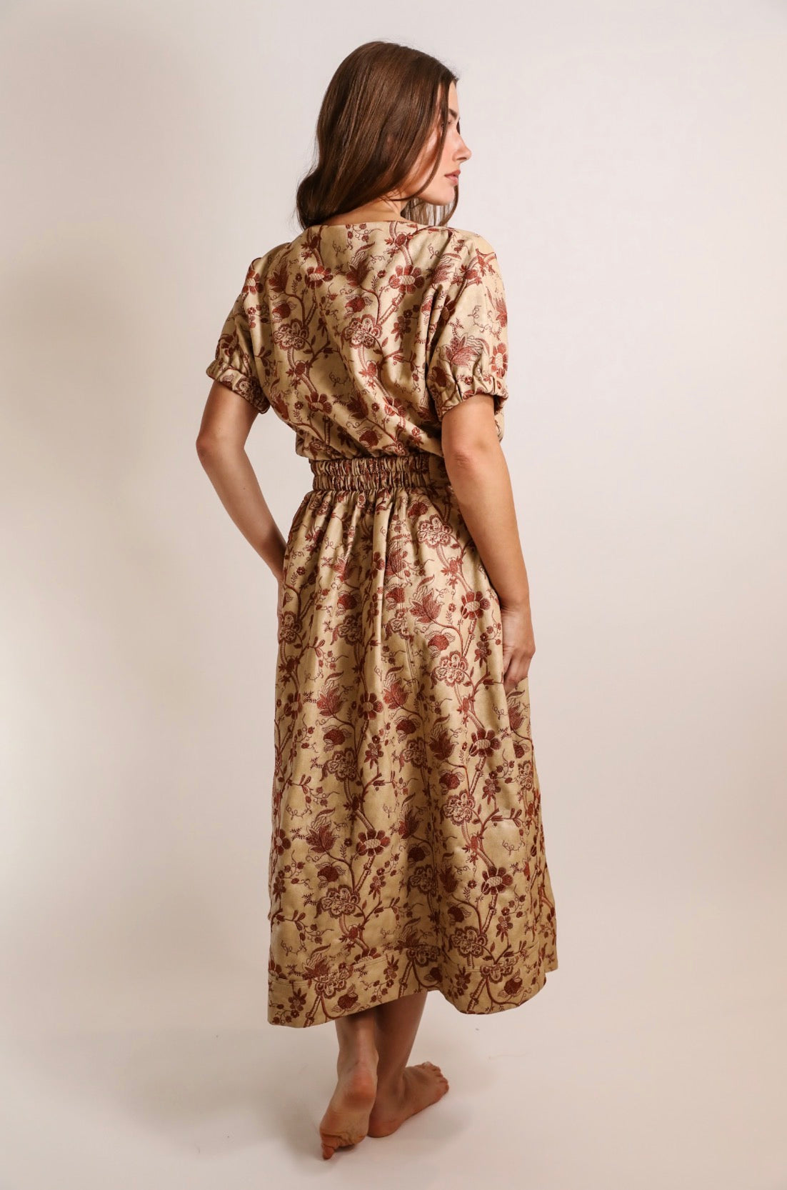 Circle Skirt Embroidered Faux Leather