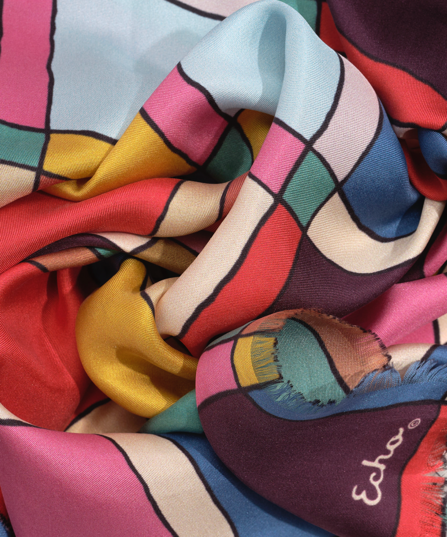 Windowpane Silk Square Bandana