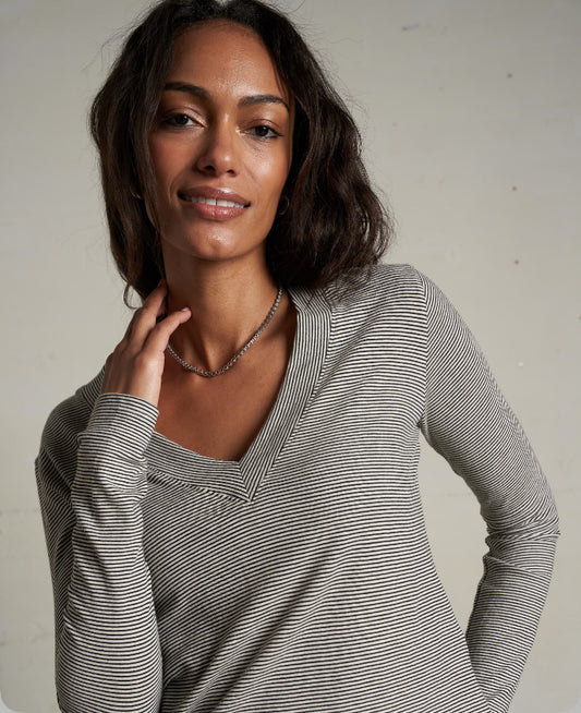 Fiona Stripe Jersey V-Neck