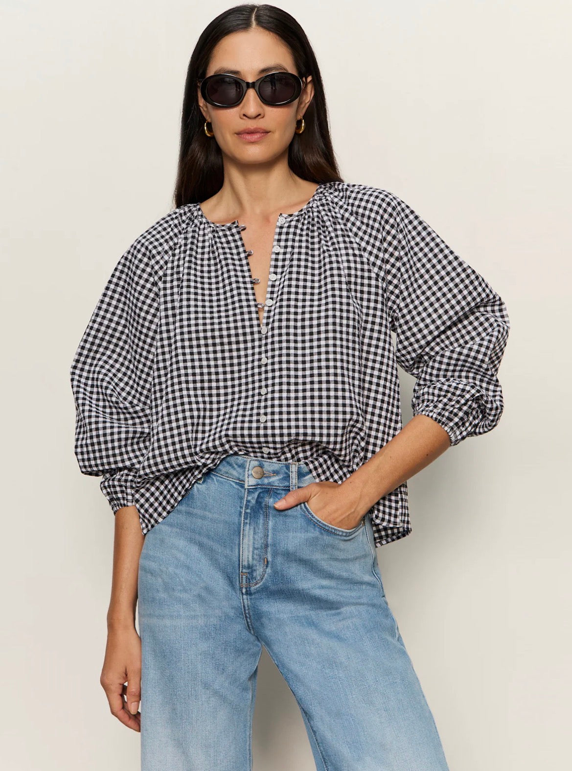 Perfect Gingham Button Blouse