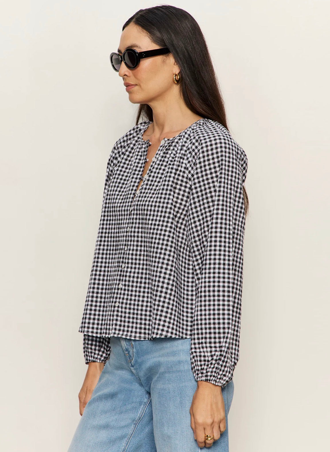 Perfect Gingham Button Blouse
