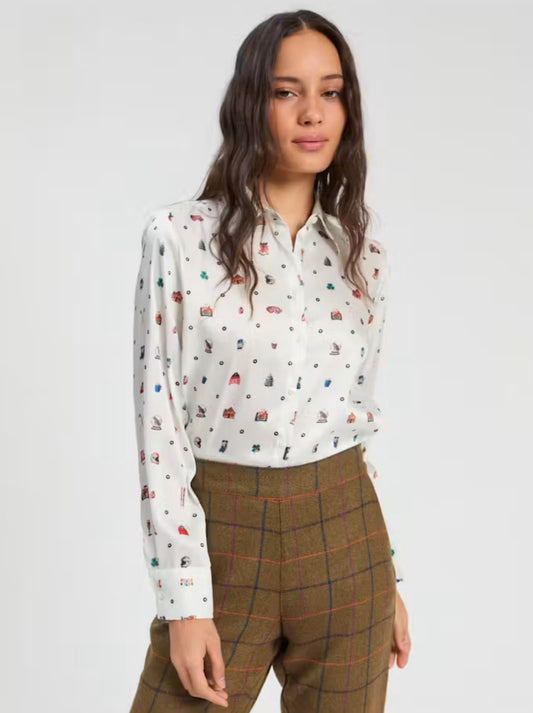 Gaby Icon Print Button Down Blouse