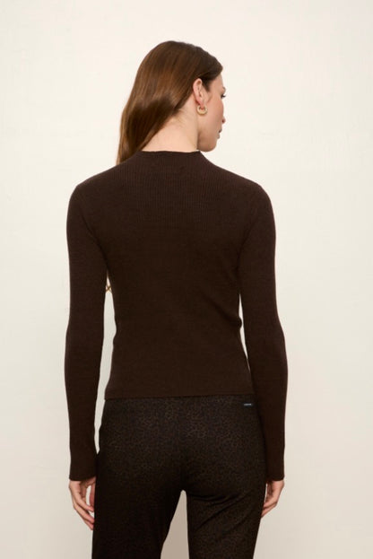 High Neck Ribbed Cardigan