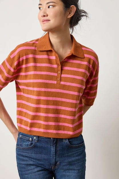 Drop shoulder polo neck sweater
