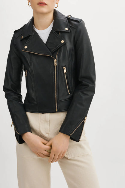 Donna Iconic Leather Biker Jacket