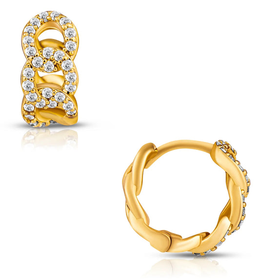 Anika Chain Huggie Hoop gold