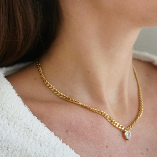 Skylar Solitaire Pear Necklace