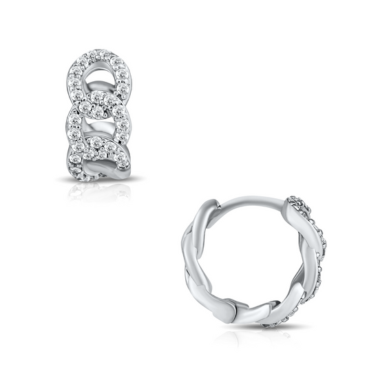 Anika Chain Huggie Hoop silver