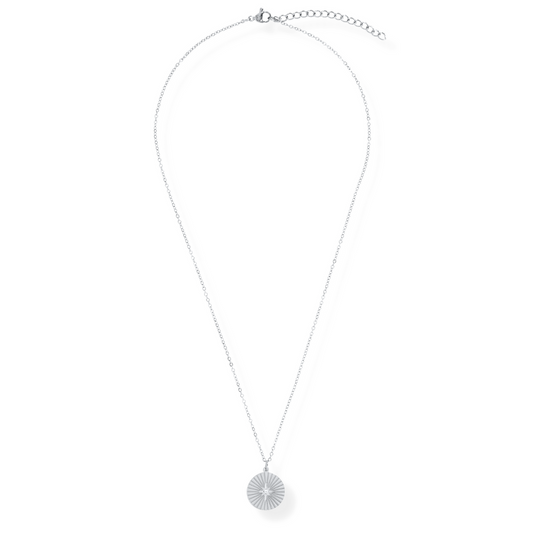 Rue Sunburst disc necklace silver