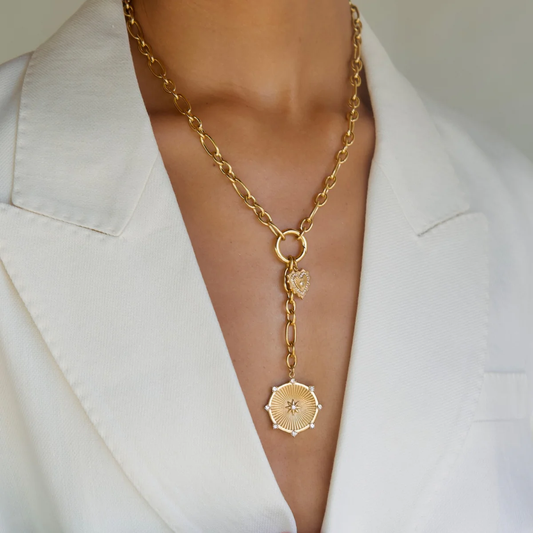 Linden Toggle Chain Medallion Lariat Necklace