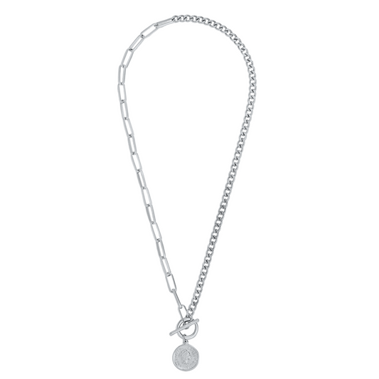 Stacie Toggle Chain Coin necklace silver