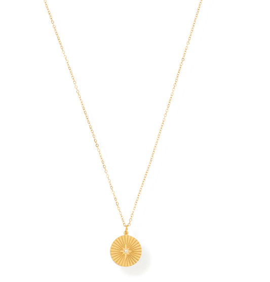 Rue Sunburst disc necklace gold