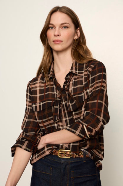 Meet In Paris Tie Neck Blouse