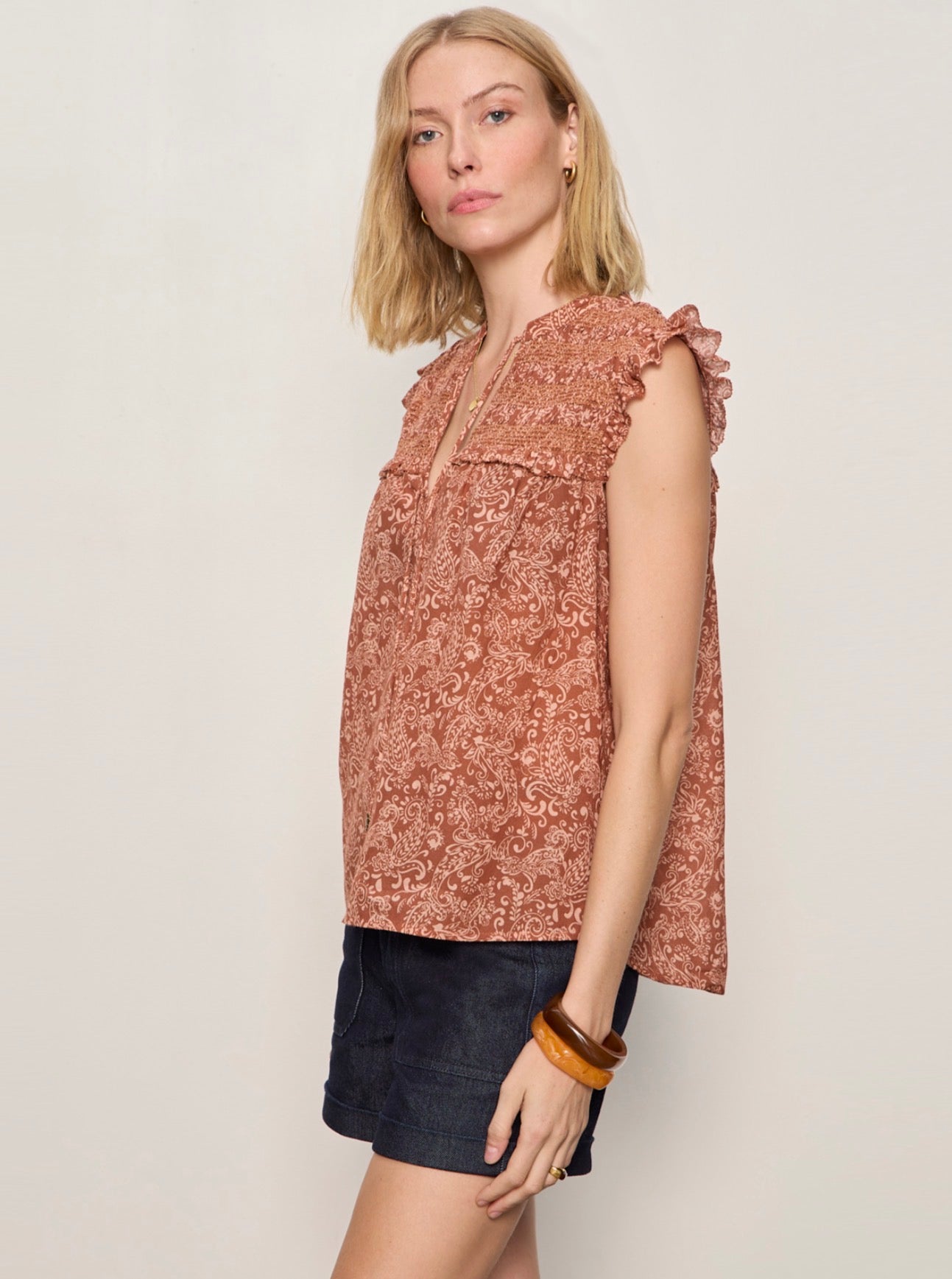 Free Feeling Smocked Blouse