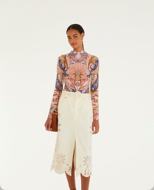 Sea Garden Scarf Soft Pink Jersey Blouse